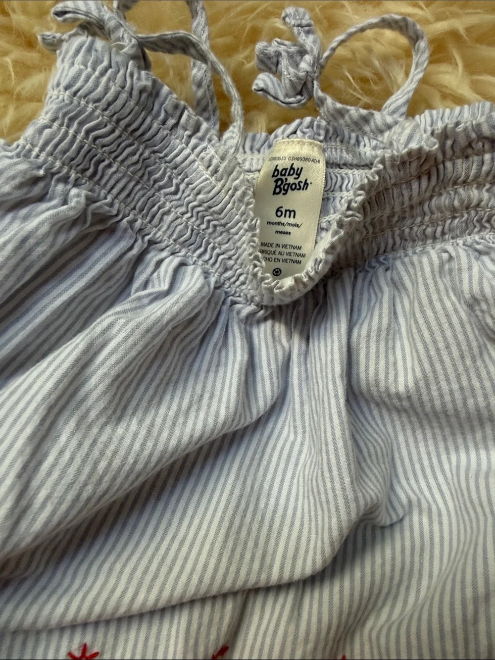 Oshkosh B’Gosh Blue Stripe Red Embroidered Baby Girls Top & Bloomers 6M